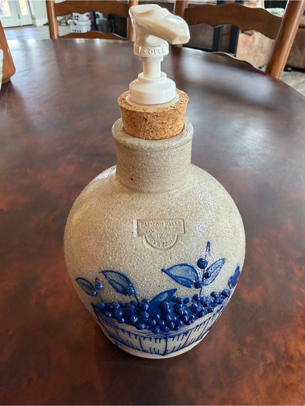 Salmon Falls Pottery Stoneware Soap Dispender container with Cork Topper
